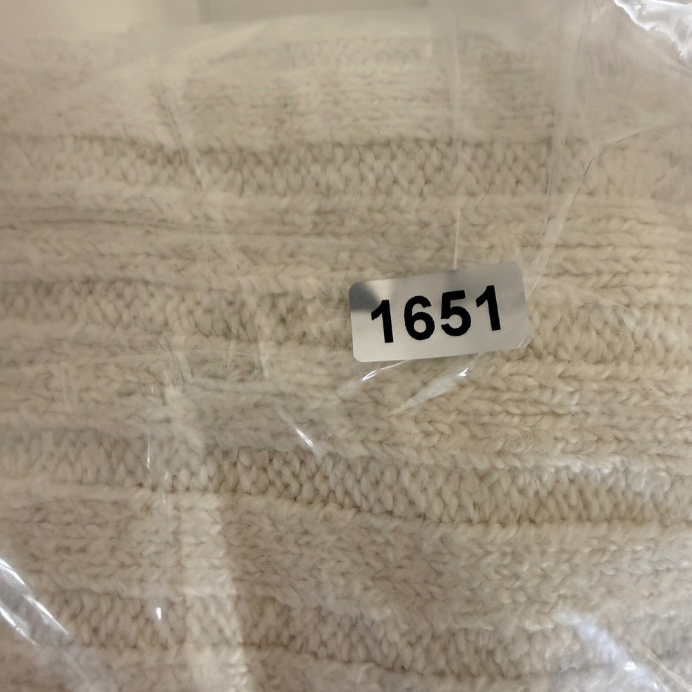 Open Edit Ribbed Mock Neck Cropped Sweater Large Neutral Minimalist Chic Preppy - Picture 8 of 9
